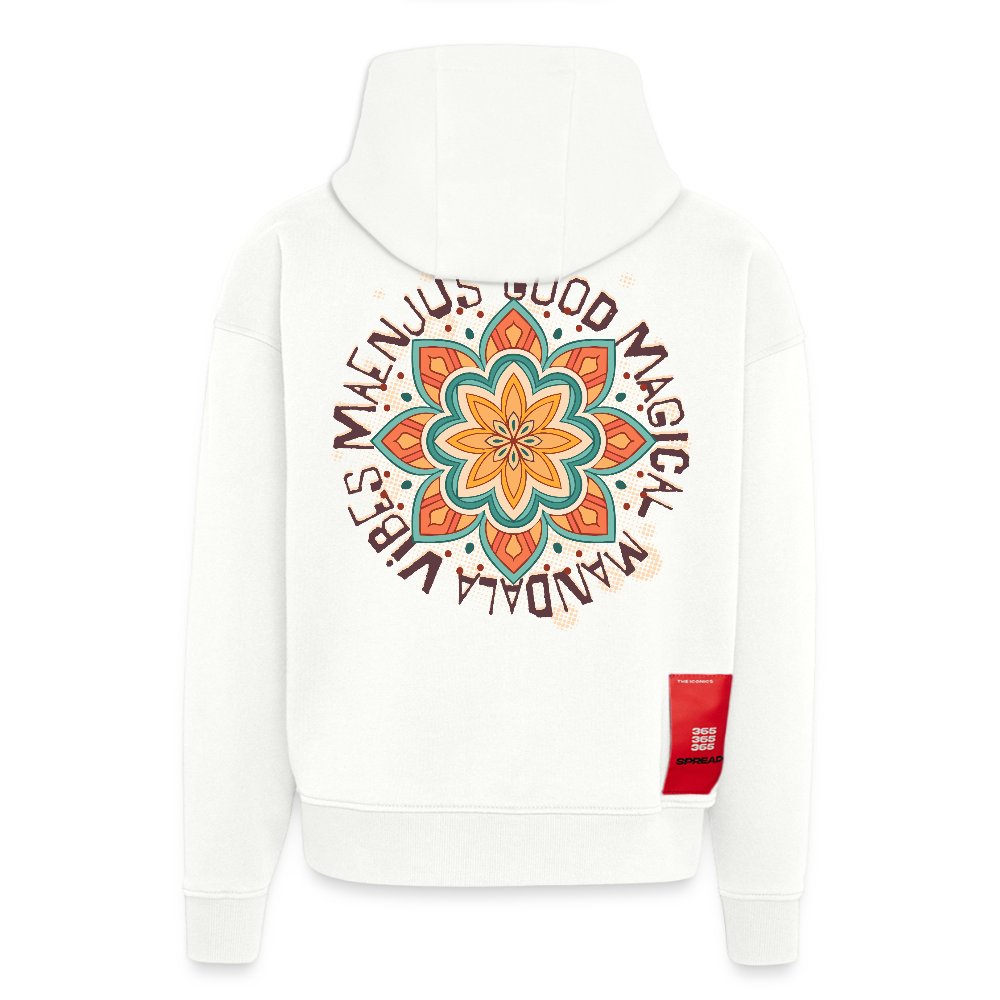 Heavyweight Oversized Organic Hoodie Made in EU mit Mandala Vibes Print - OFF WHITE