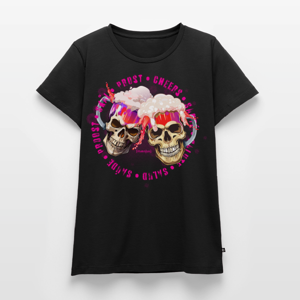 Frauen Premium T-Shirt mit OKTOBERFEST SKULL GIRL PRINT - Schwarz