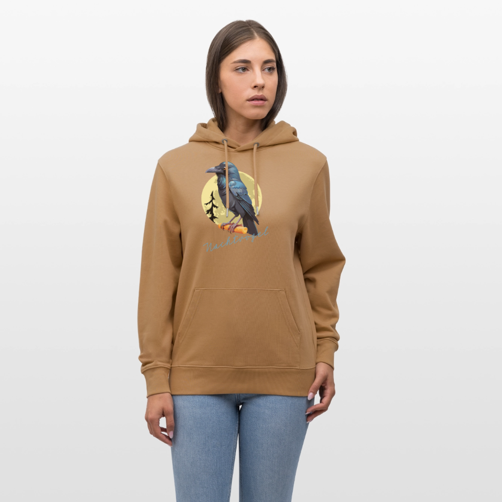 Unisex Hoodie mit NACHTVOGEL PRINT - Karamell 