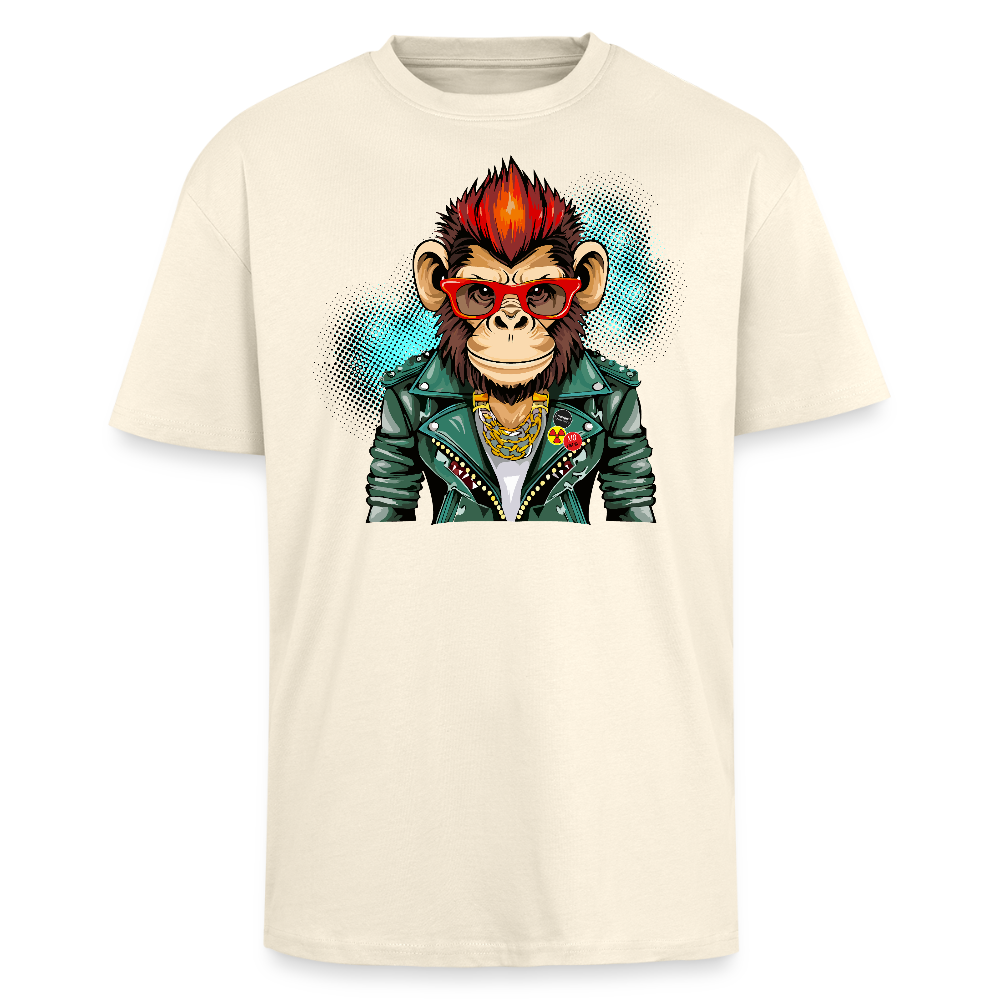 Heavy Oversize T-Shirt mit MONKEY PRINT - Creme