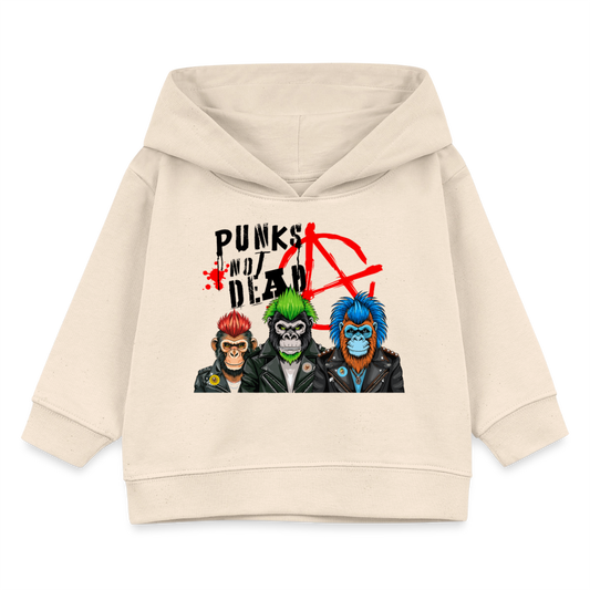 MNJS KIDS Bio Hoodie mit PUNKS NOT DEAD PRINT - Weißgrau