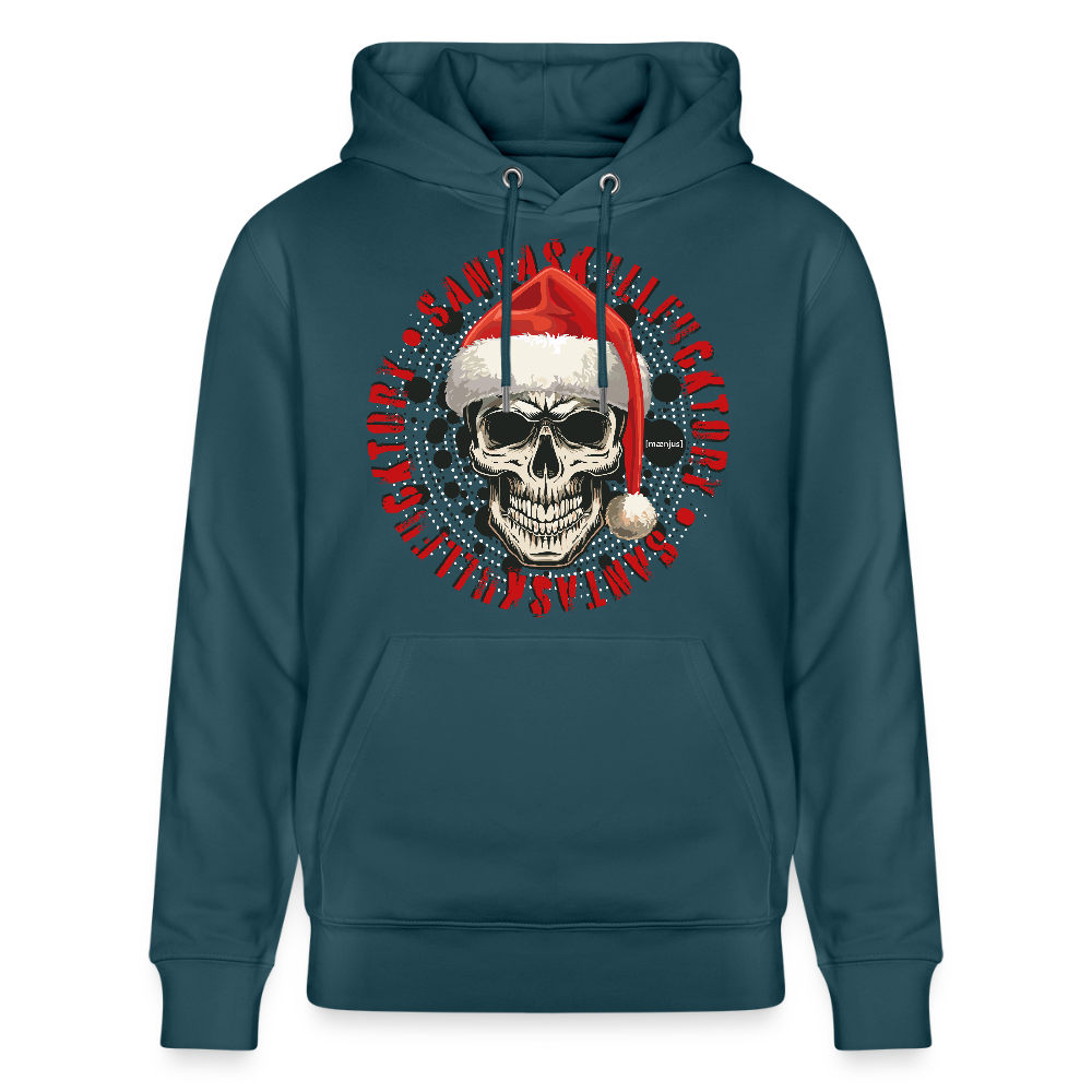 Unisex Bio-Hoodie mit SANTASKULL FUCKTORY PRINT - Dunkles Petrol