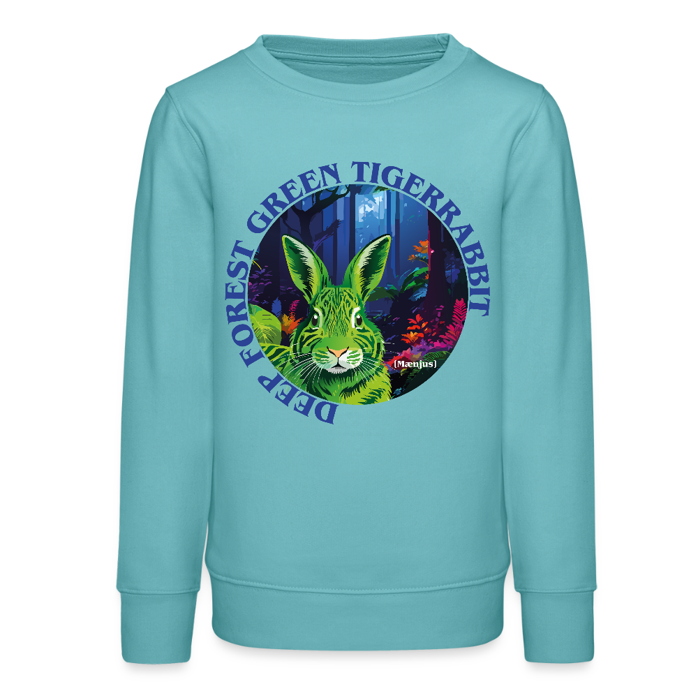 MNJS TEENS Bio Sweatshirt mit DEEP FOREST GREEN TIGERRABBIT PRINT - Pastelltürkis