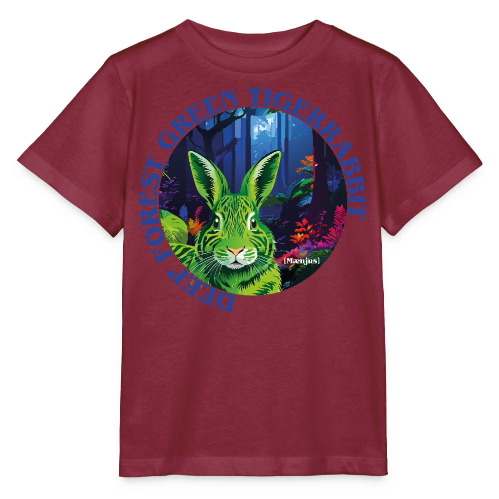 MNJS KIDS T-Shirt mit DEEP FOREST GREEN TIGERRABBIT PRINT - Burgunderrot