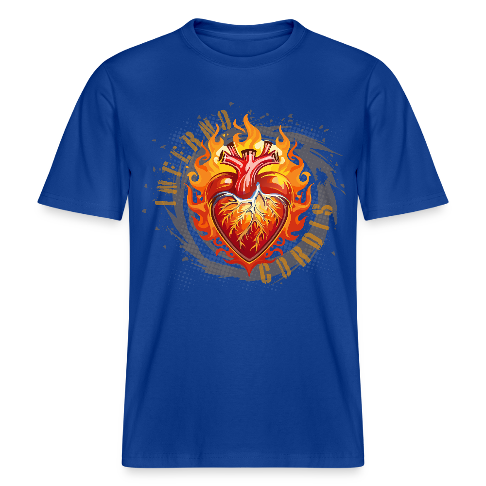 Unisex Bio-T-Shirt mit FEUERHERZ ORANGE PRINT - Dunkelblau