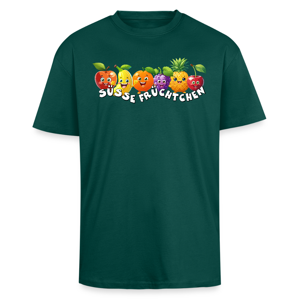 Heavy Oversize T-Shirt mit SÜSSE FRÜCHTCHEN PRINT - hunter Green