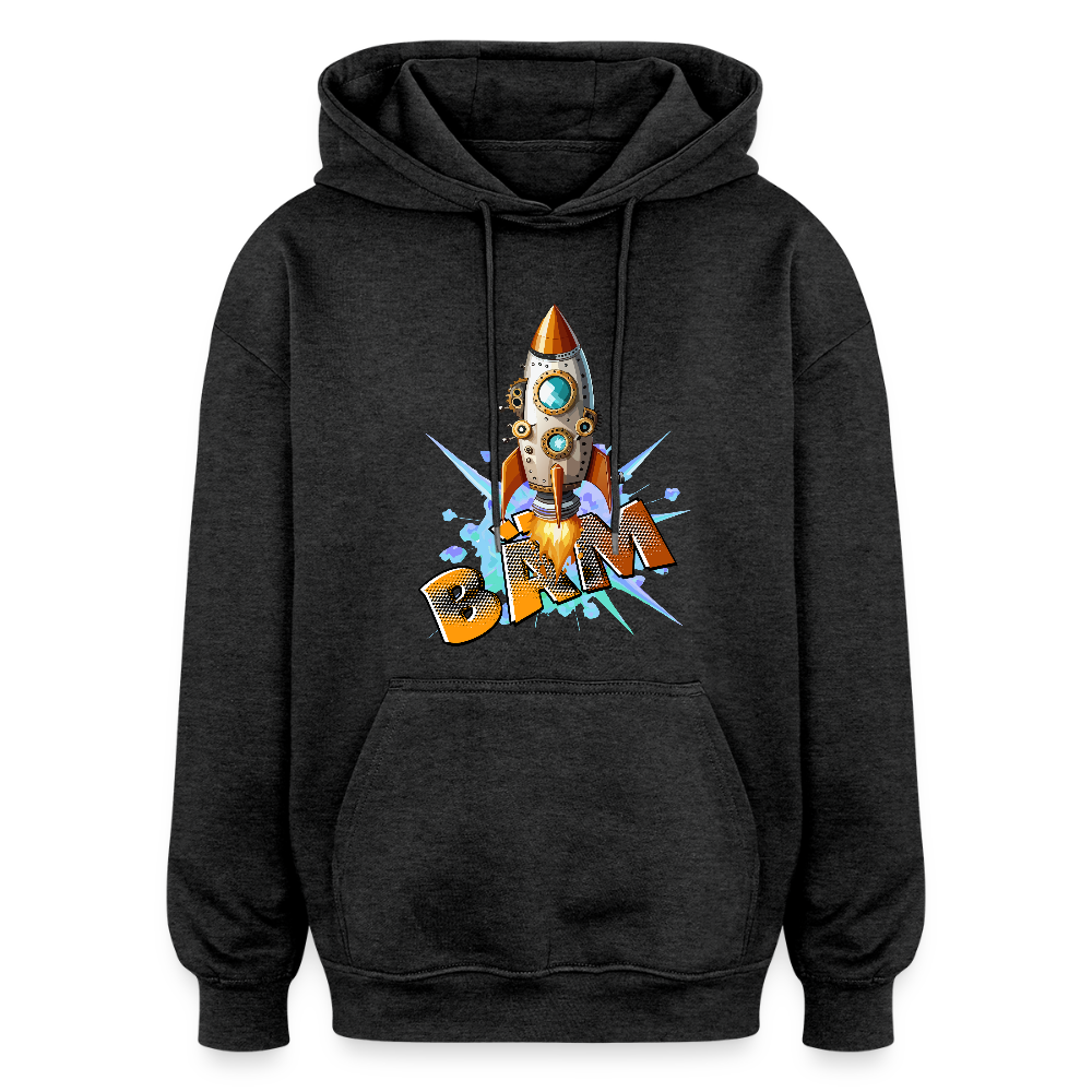 Oversized Unisex Hoodie mit RAKETE PRINT - Anthrazit