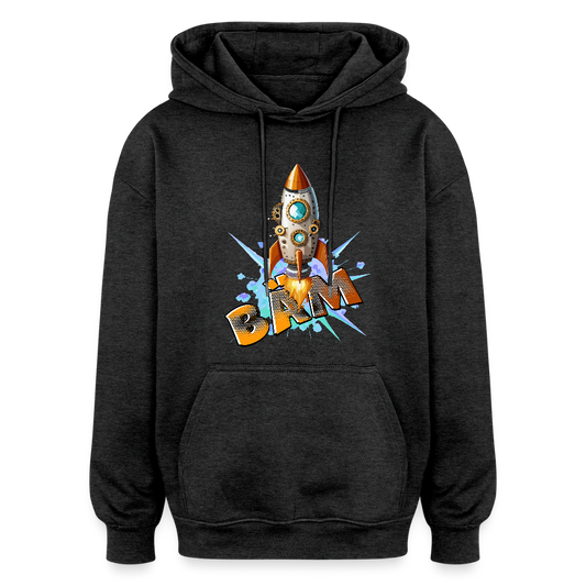Oversized Unisex Hoodie mit RAKETE PRINT - Anthrazit