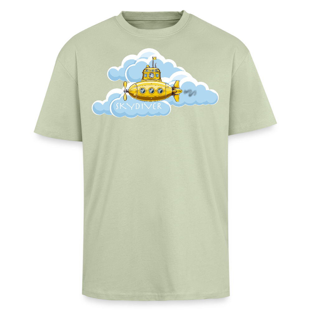 Heavy Oversize T-Shirt mit SKYDIVER PRINT - Leichtes Salbeigrün 