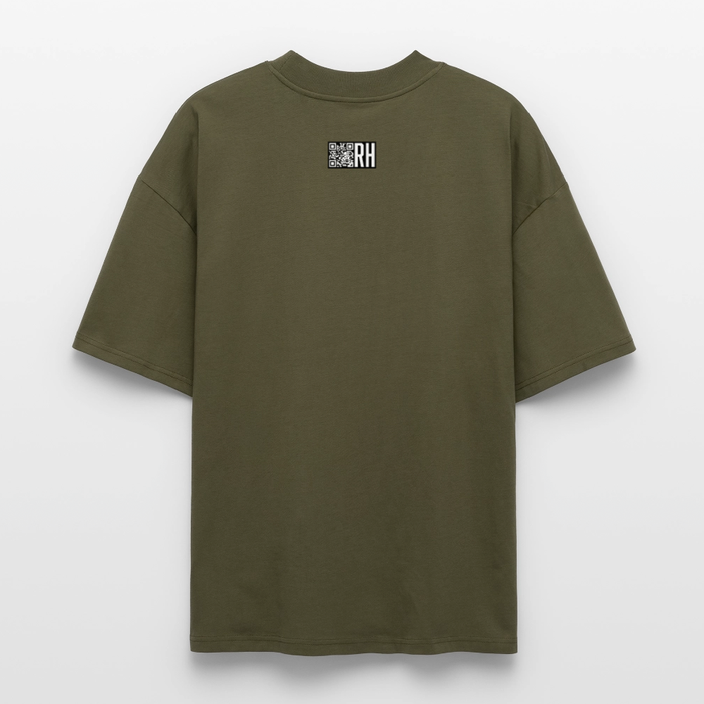 Oversized Unisex Bio T-Shirt mit CREATIVE VIRUS INSIDE PRINT Vorderseite - Khaki