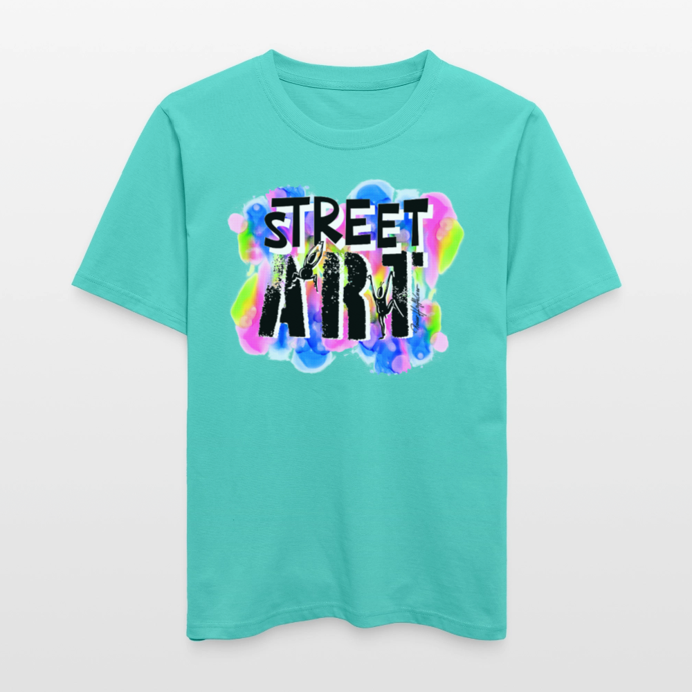 Unisex Bio-T-Shirt mit STREET ART PRINT - Poolblau