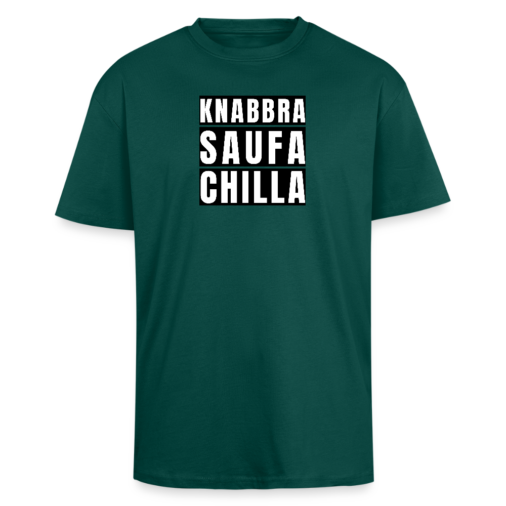 Heavy Oversize T-Shirt mit KNABBRA SAUFA CHILLA PRINT - hunter Green