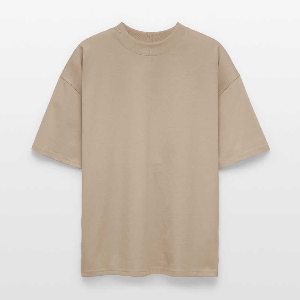 Oversized Unisex T-Shirt mit STEELPUNK PRINT Rückseite - Steingrau