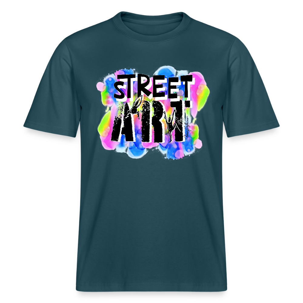 Unisex Bio-T-Shirt mit STREET ART PRINT - Dunkles Petrol