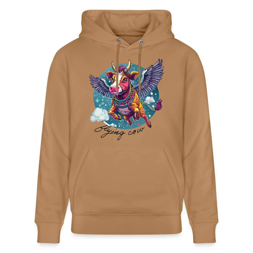 Unisex Hoodie mit FLYING COW PRINT - Karamell 