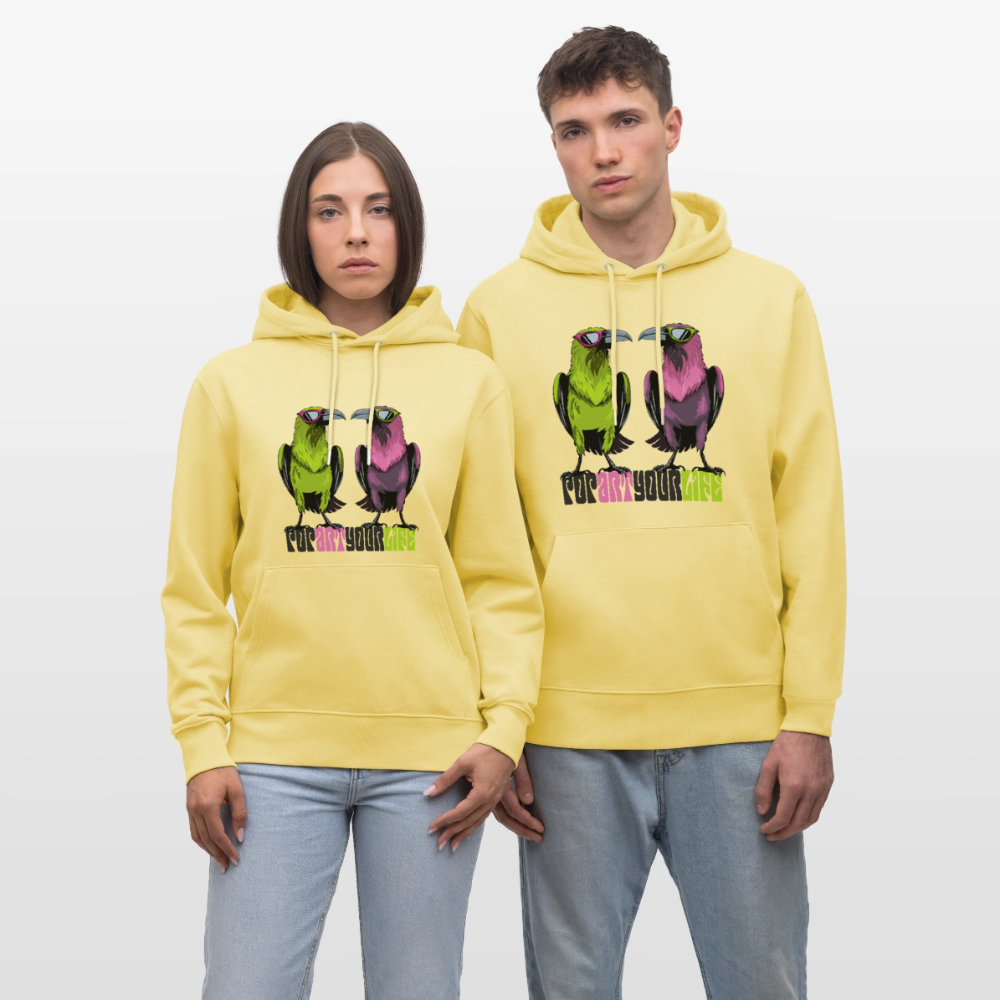 Unisex Hoodie mit POPART YOUR LIFE PRINT - Gelb Viva 