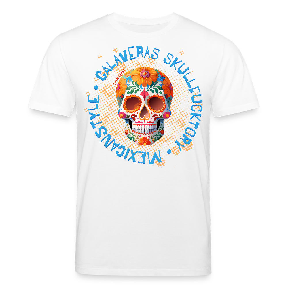 Unisex Bio-T-Shirt mit CALAVERAS MEXICANSTYLE PRINT Vorderseite - Weiß