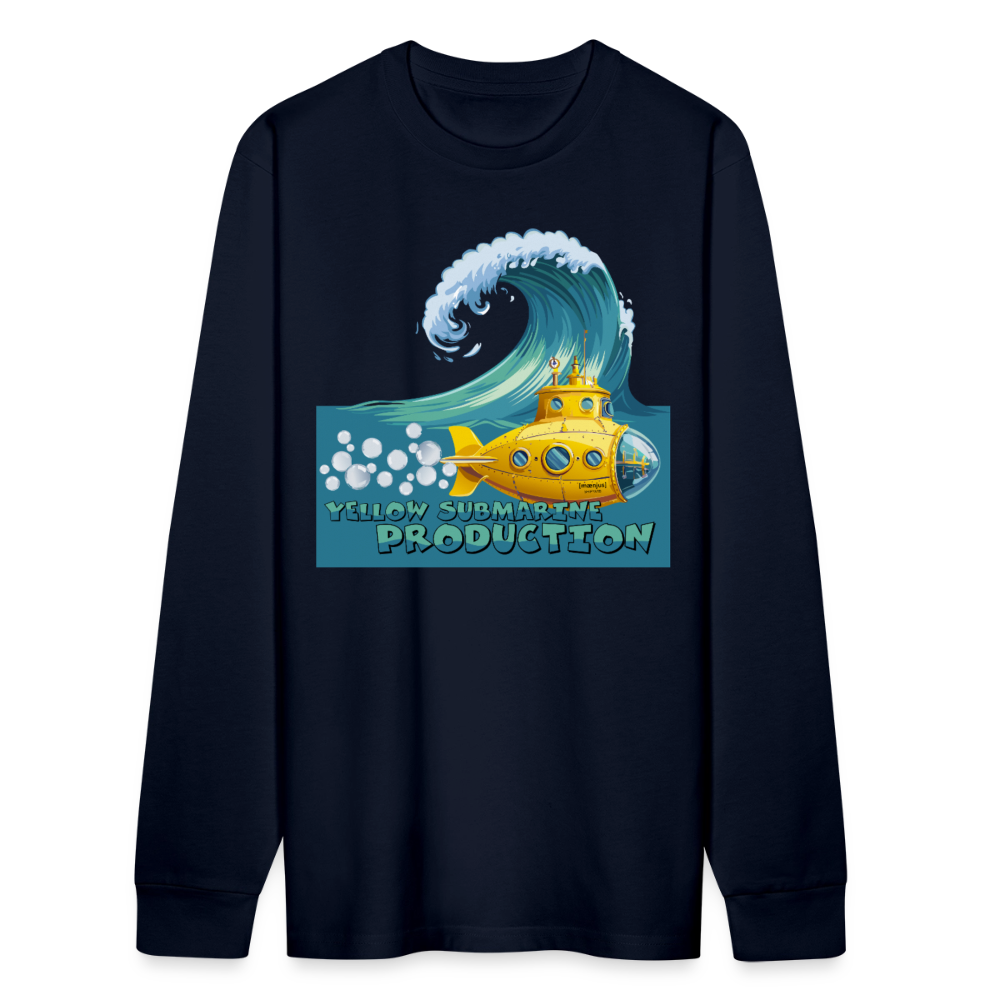 Unisex Bio-Langarmshirt mit YELLOW SUBMARINE PRODUCTION PRINT - Navy