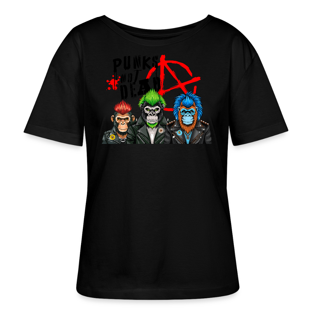 Frauen T-Shirt mit PUNKS NOT DEAD PRINT - Schwarz