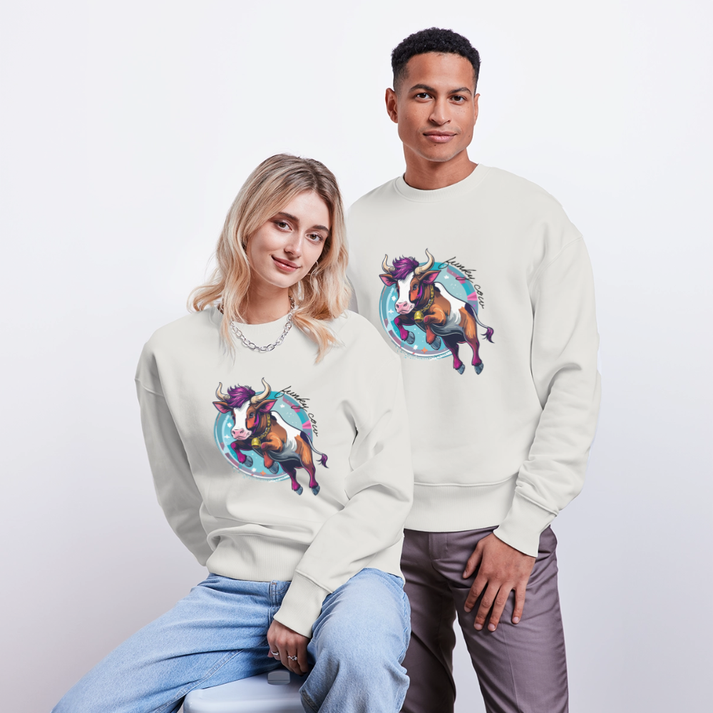Unisex Oversize Pullover mit FUNKY COW PRINT - OFF WHITE