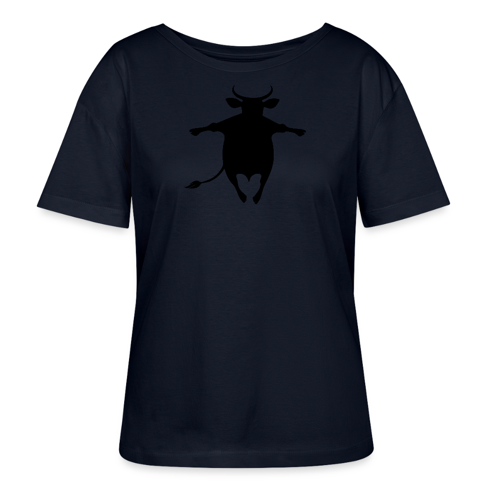 Frauen T-Shirt mit HAPPY COW PRINT - Navy