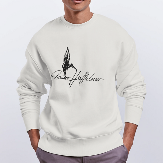 Unisex Oversize Bio Pullover mit TUSCHEMÄNNCHEN PRINT - OFF WHITE