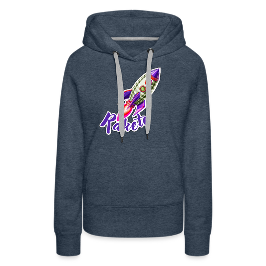 Frauen Premium Hoodie mit RAKETE PRINT - Jeansblau