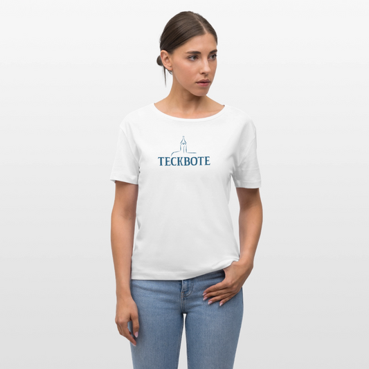 Rundhals Frauen Bio-T-Shirt mit TECKBOTE PRINT - Weiß