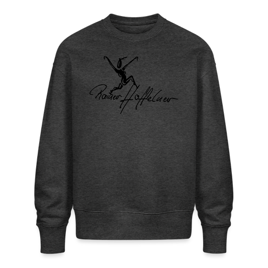 Unisex Oversize Bio Pullover mit TUSCHEWEIBCHEN PRINT - Dunkelgrau meliert