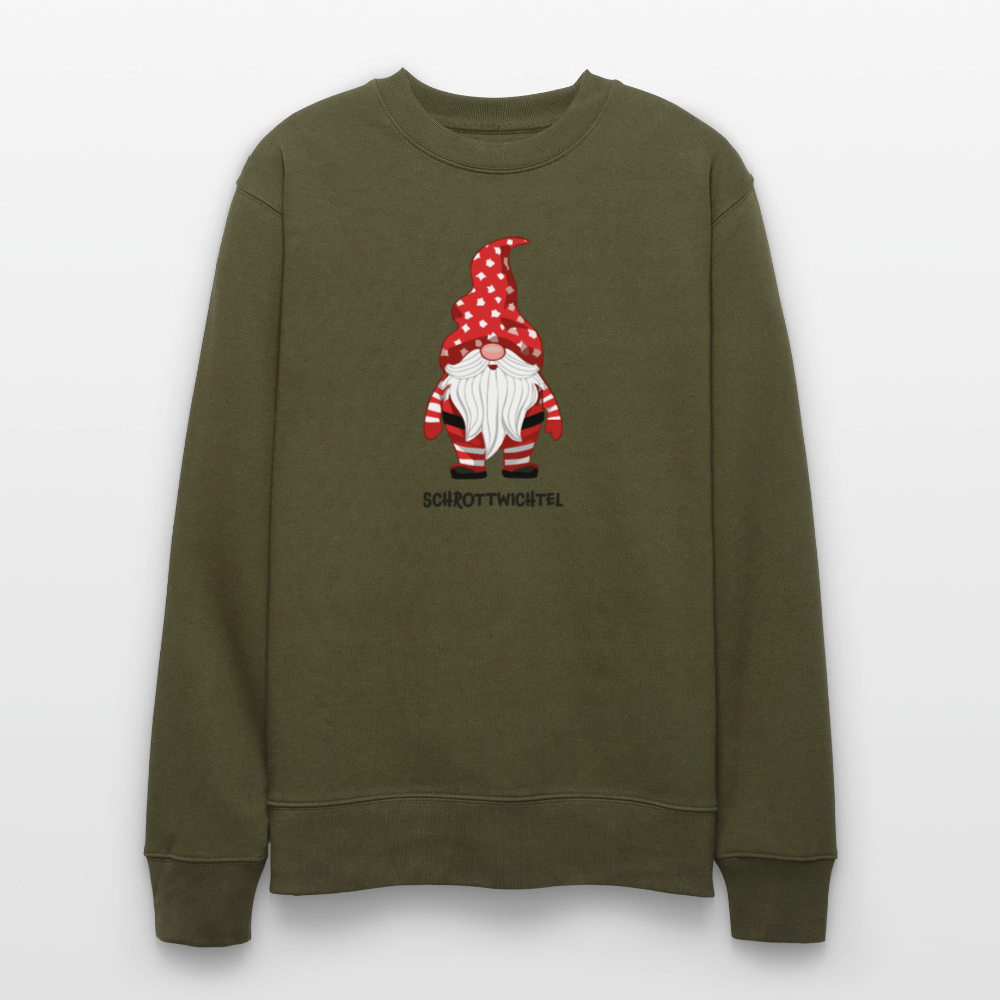 Unisex Bio-Sweatshirt mit SCHROTTWICHTEL PRINT - Khaki