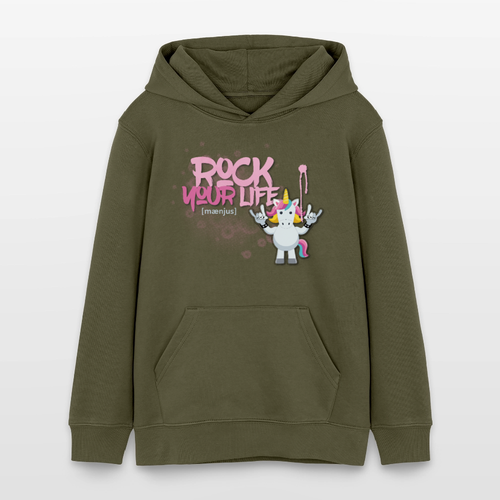 Teens Bio-Hoodie mit ROCK YOUR LIFE PRINT - Khaki