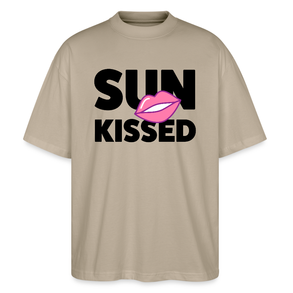 Oversized Unisex T-Shirt mit SUN KISSED PRINT - Steingrau