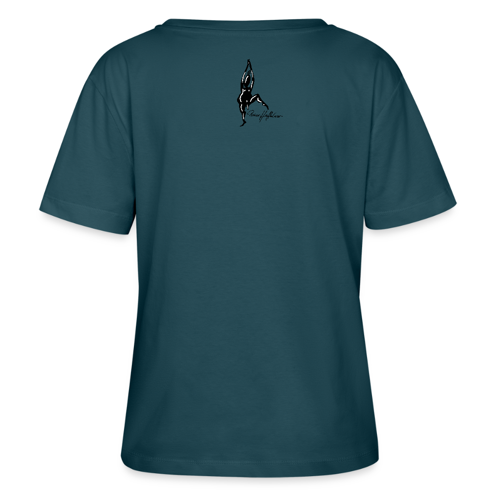 Relaxed Rundhals Frauen Bio-T-Shirt mit DYNAMIC FIELDS PRINT - Dunkles Petrol