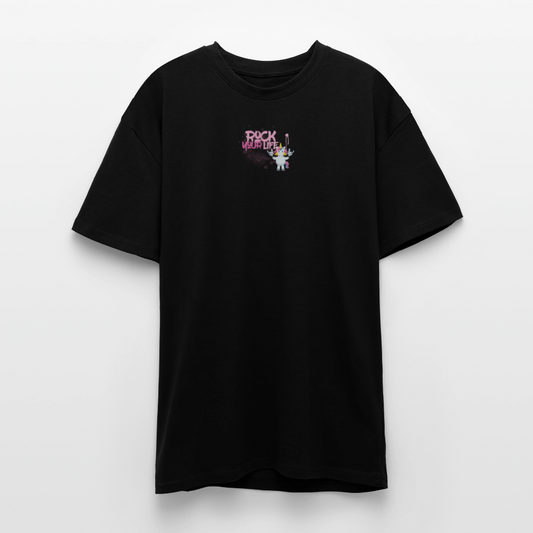 Heavy Oversize T-Shirt mit ROCK YOUR LIFE PRINT - Schwarz
