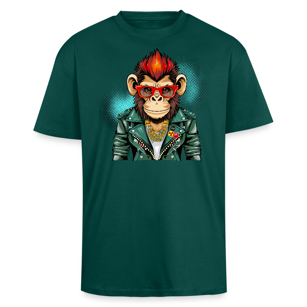 Heavy Oversize T-Shirt mit MONKEY PRINT - hunter Green