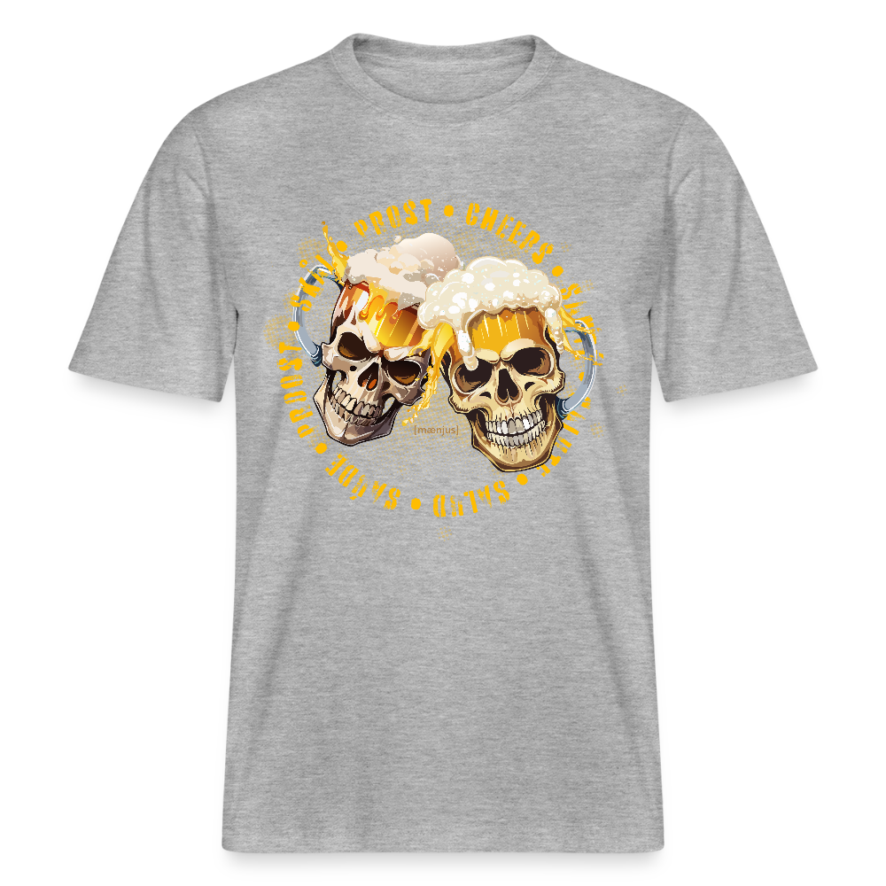 Unisex Bio-T-Shirt mit OKTOBERFEST SKULL BOY PRINT - Grau meliert