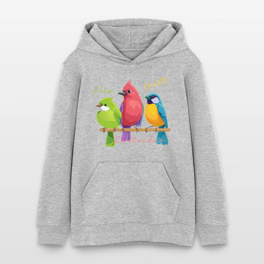MNJS TEENS Bio-Hoodie mit ZWITSCHERGÄNG PRINT - Grau meliert