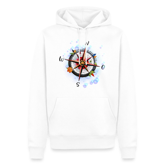 Männer Premium Hoodie mit WINDROSE PRINT - Weiß