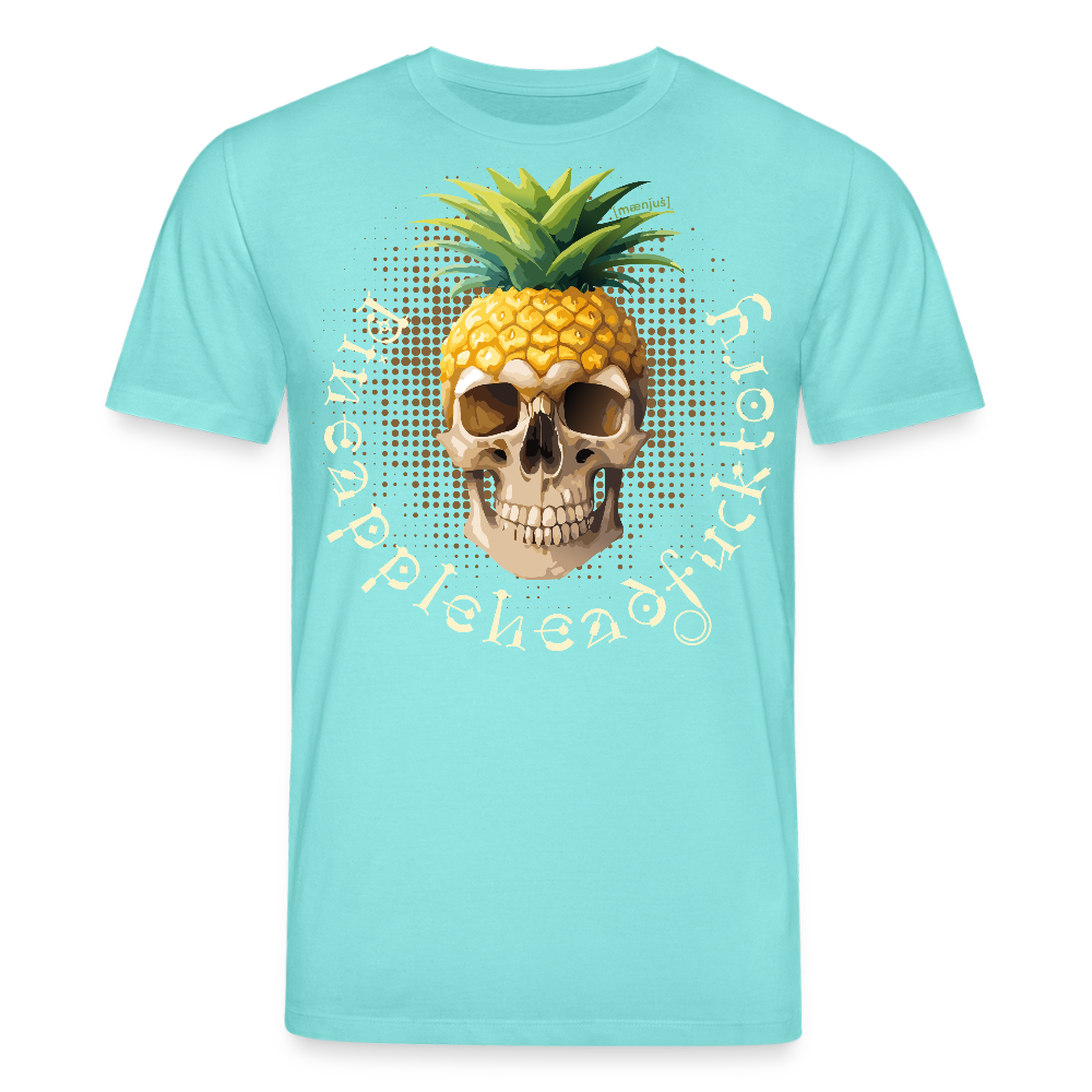 Unisex Bio-T-Shirt mit PINEAPPLE SKULL PRINT Vorderseite - Poolblau