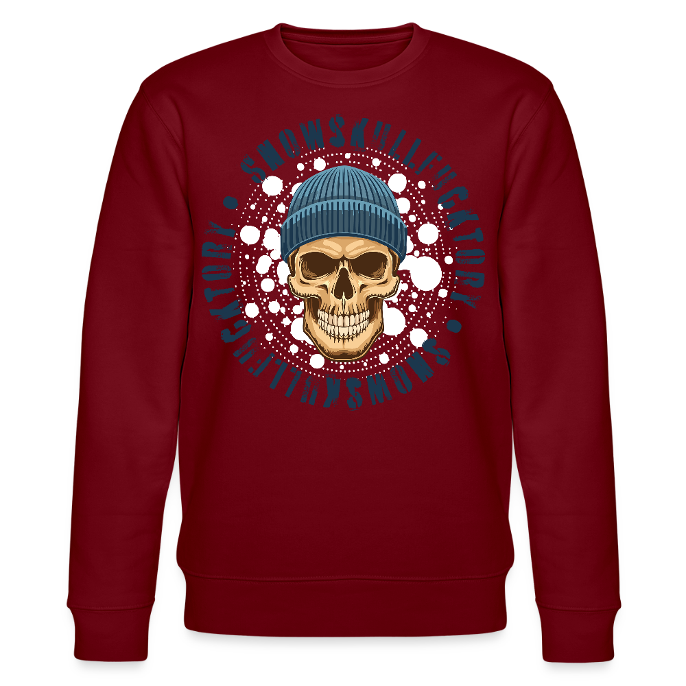 Unisex Bio-Sweatshirt mit SNOWSKULL PRINT - Burgunderrot