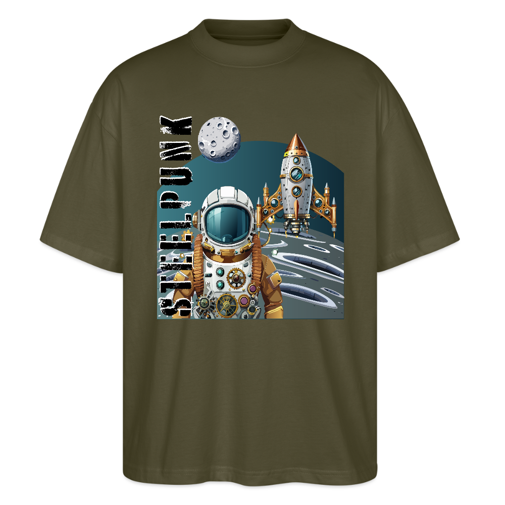 Oversized Unisex T-Shirt mit STEELPUNK PRINT - Khaki