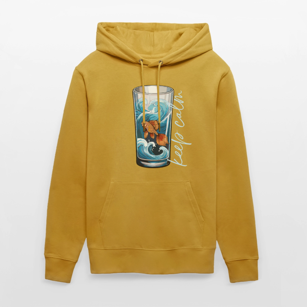 Unisex Bio-Hoodie mit KEEP CALM PRINT - Ocker