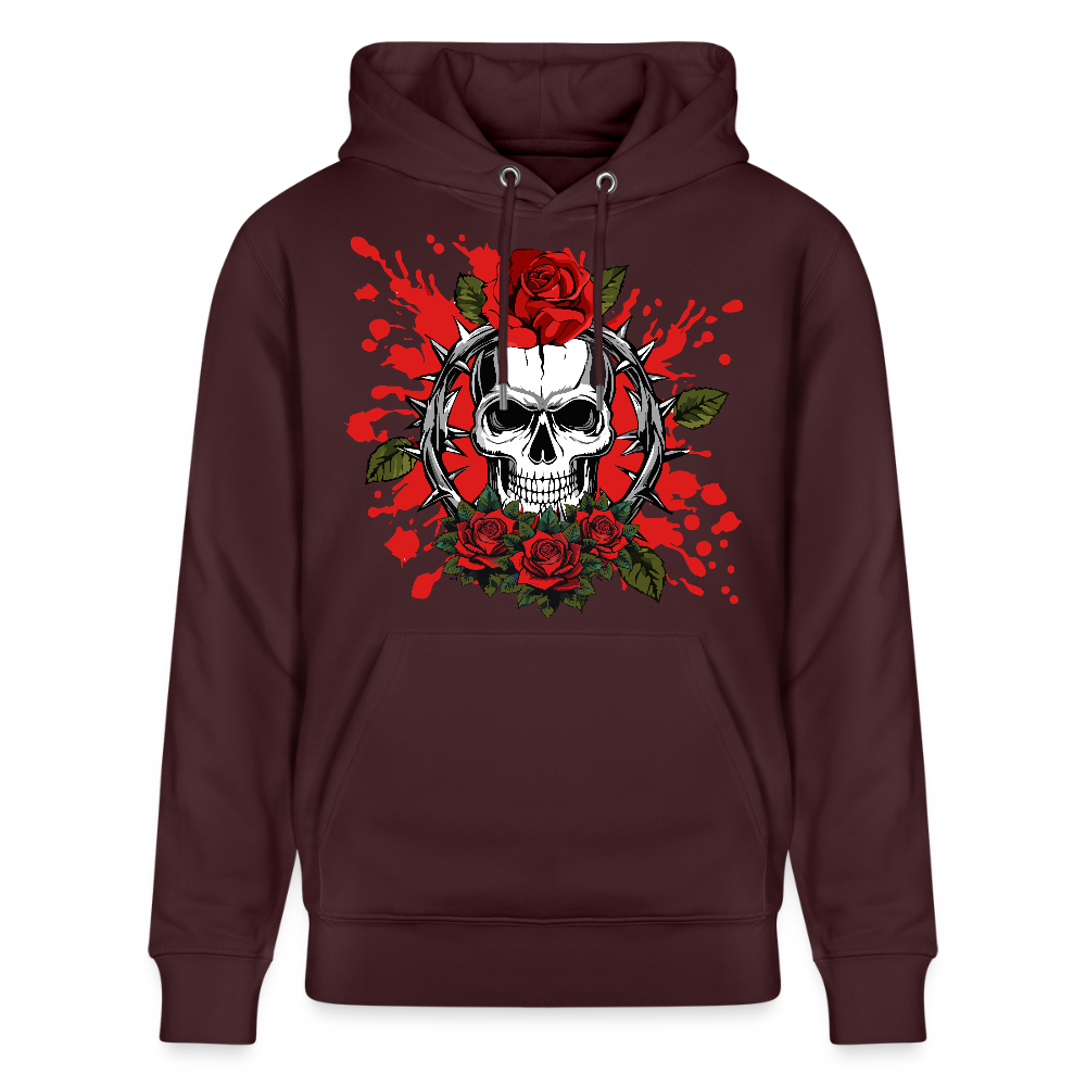 Unisex Hoodie mit ROSENSKULL PRINT - Maroon