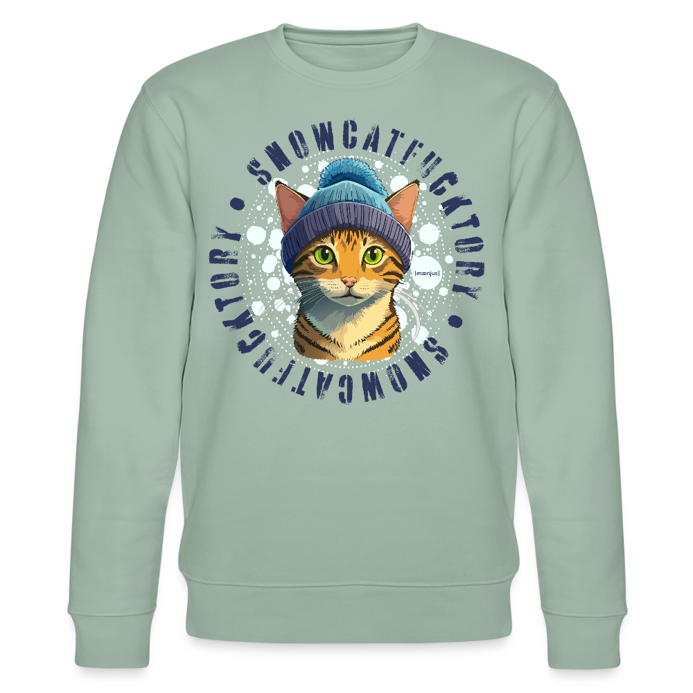 Unisex Bio-Sweatshirt mit SNOWCAT PRINT - Helles Graugrün