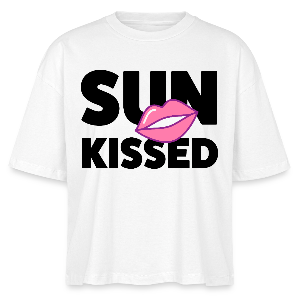 Frauen Boxy Bio-T-Shirt mit SUN KISSED PRINT - Weiß