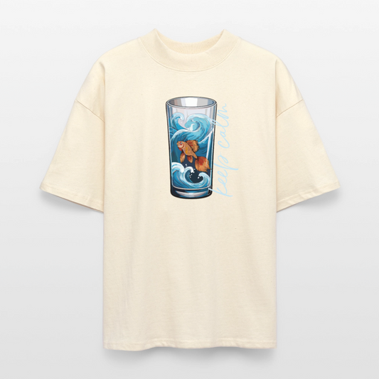 Oversized Unisex Bio T-Shirt mit KEEP CALM PRINT - Weißgrau