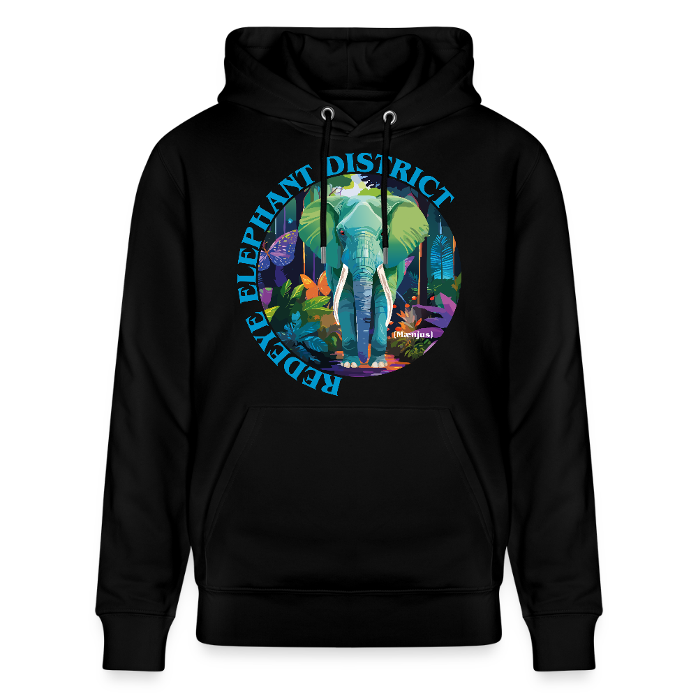 Unisex Bio-Hoodie mit REDEYE ELEPHANT DISTRICT PRINT - Schwarz