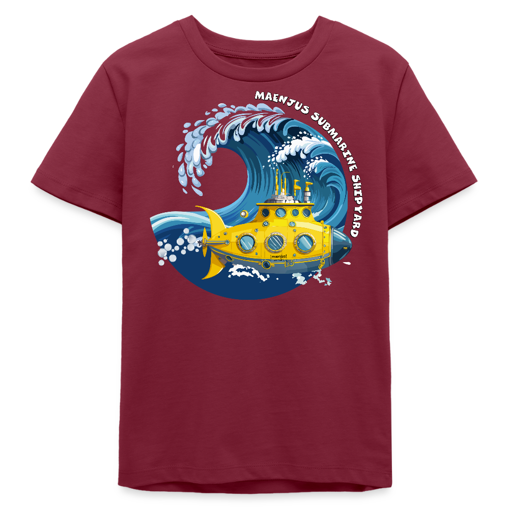 MNJS TEENS Bio T-Shirt mit SUBMARINE SHIPYARD PRINT - Burgunderrot