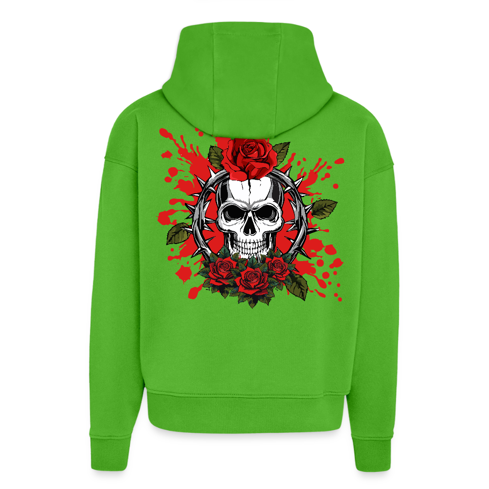 Heavyweight Oversized Organic Hoodie mit ROSENSKULL PRINT - Apple Neon