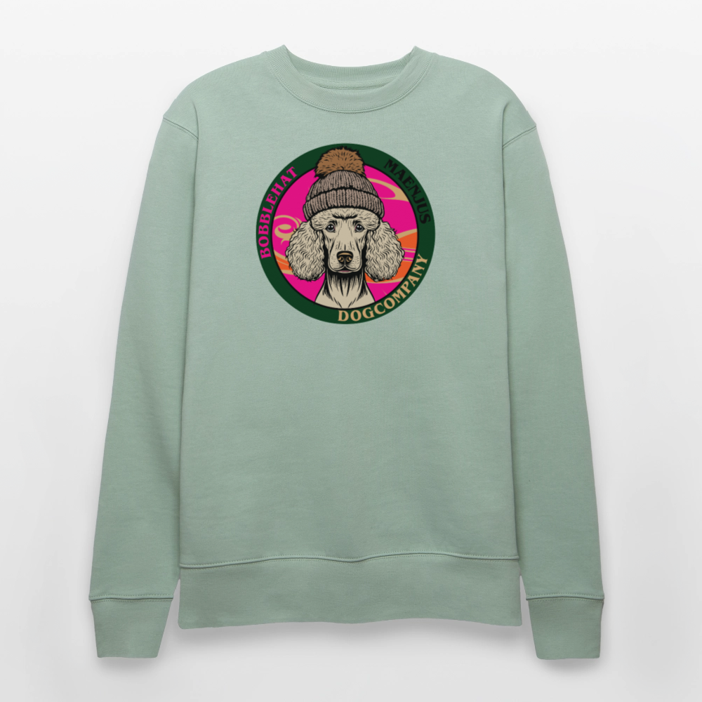Unisex Bio-Sweatshirt mit BOBBLEHAT DOGCOMPANY PRINT - Helles Graugrün